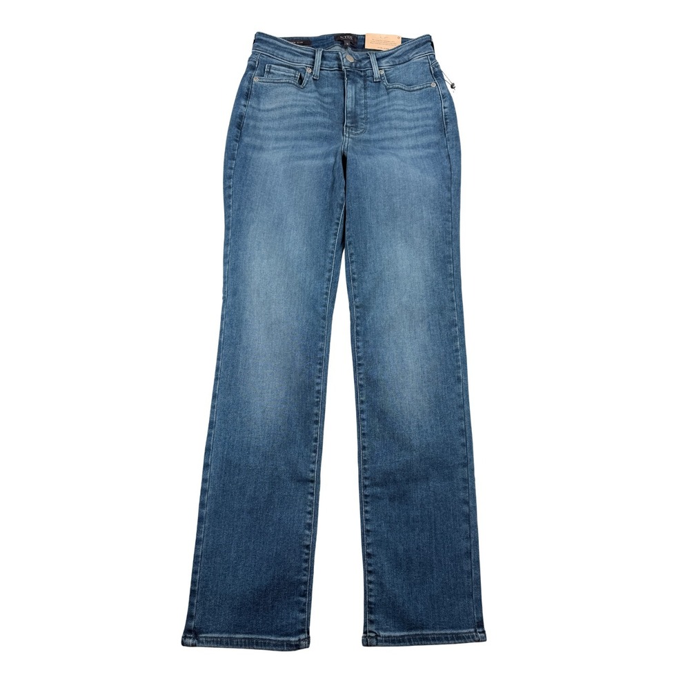 NYDJ Sherri Slim Straight Jeans Women Size 0 Dark Wash Stretch Denim 25x30 NWT